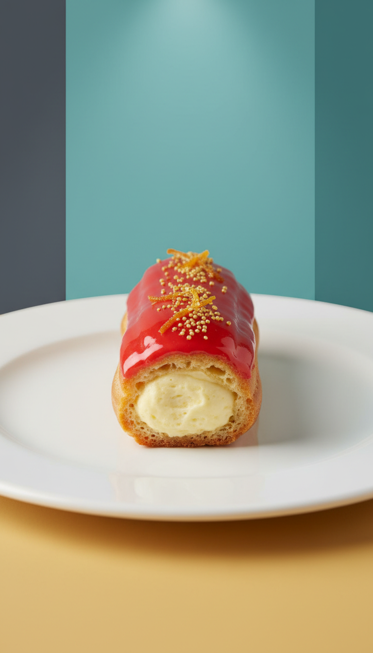 Crimson zest eclair
